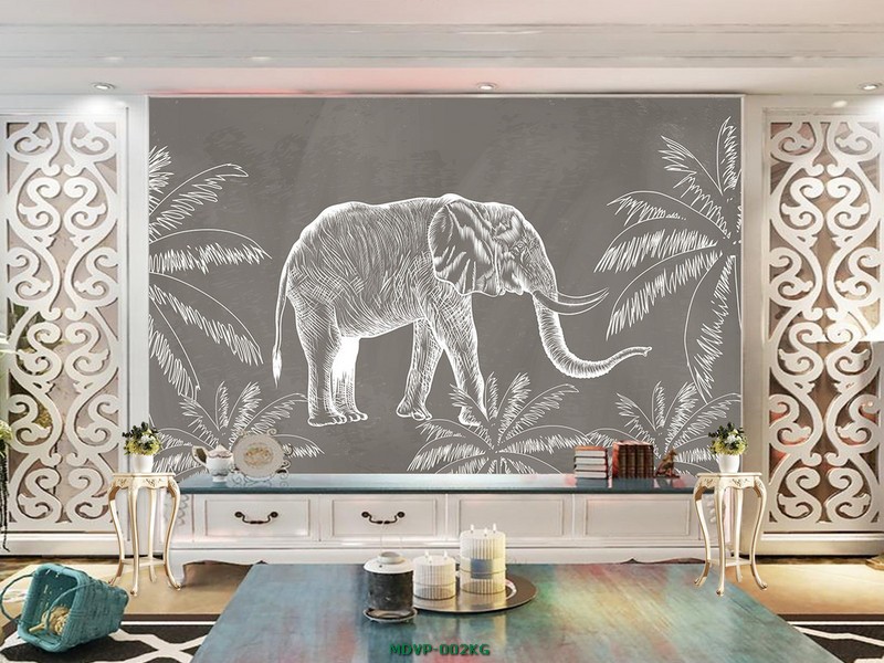 Tranh con vật đen trắng - con voi MDVP-002KG